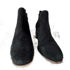 Lucky Brand Suede Black Leather‎ Ankle Debruh Boots 9.5M Chunky Heels Goth